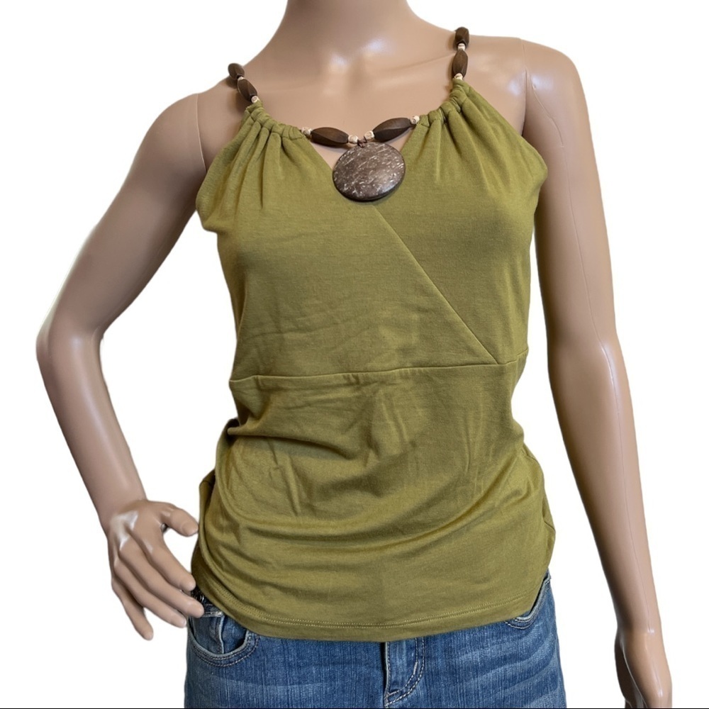CEST CITY WOMEN’S SLEEVELESS OLIVE GREEN SUMMER TOP SIZE‎ S